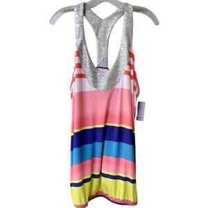 Lane Bryant Metallic Racerback striped Multicolor Rayon Spandex Tank Top Size 16